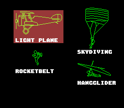 Pilotwings (SNES) screenshot: Each of the 8 lesson consists of 2 to 4 different missions that you can play in any order