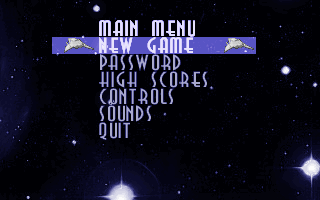 Piranha (DOS) screenshot: Main menu