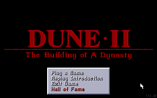 Dune II: The Building of a Dynasty (DOS) screenshot: Main Menu