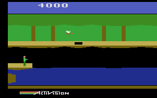 Pitfall II: Lost Caverns (Atari 2600) screenshot: An underground river