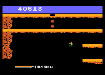 Pitfall II: Lost Caverns (Atari 8-bit) screenshot: Jumping into the great unknown