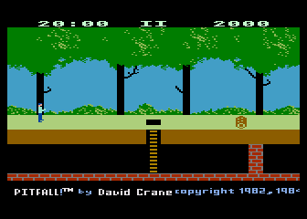 Pitfall! (Atari 5200) screenshot: Title screen; titles scroll along the bottom