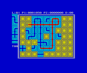Pipe Dream (ZX Spectrum) screenshot: Building a sequence including 3 crossovers