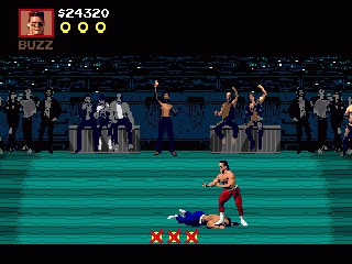 Pit-Fighter (Genesis) screenshot: Grudge bonus round: last man standing wins