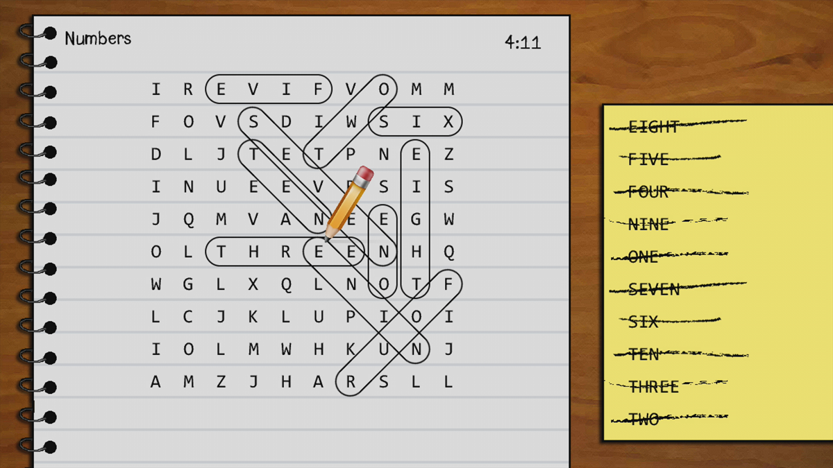 Word Search (Xbox 360) screenshot: The puzzle is solved (Trial version)