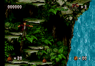 Pitfall: The Mayan Adventure (Genesis) screenshot: Waterfall level