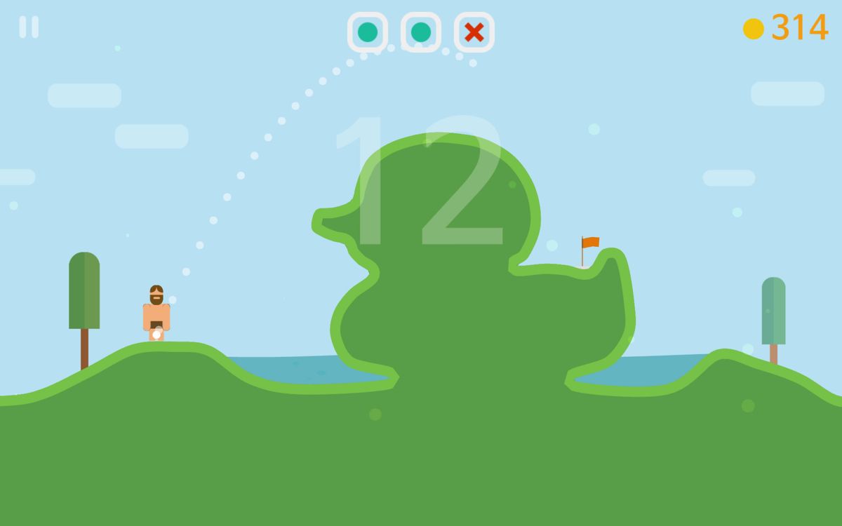Lonely One: Hole-in-one (Android) screenshot: Here there is a much smaller margin for error.