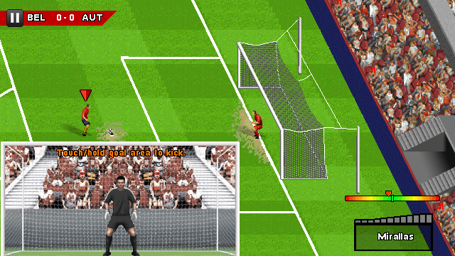 Real Soccer 2012 (J2ME) screenshot: Preparing a penalty kick (640x360 version).