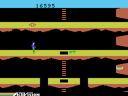 Pitfall II: Lost Caverns (ColecoVision) screenshot: A checkpoint right above you