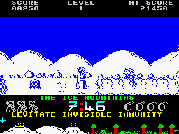 Zythum (ZX Spectrum) screenshot: Level 1 - The Ice Mountains