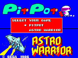Astro Warrior / Pit Pot (SEGA Master System) screenshot: Game Selection Screen