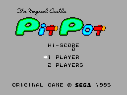 Astro Warrior / Pit Pot (SEGA Master System) screenshot: Pit Pot: Title