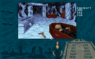 Plan 9 From Outer Space (DOS) screenshot: Bela Lugosi's crypt.