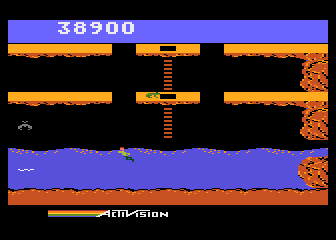 Pitfall II: Lost Caverns (Atari 8-bit) screenshot: Found an underground river
