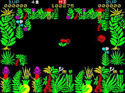 Sabre Wulf (ZX Spectrum) screenshot: Let's start the game. You are Sabreman, a delicate explorer born from a red flower... (please repeat)