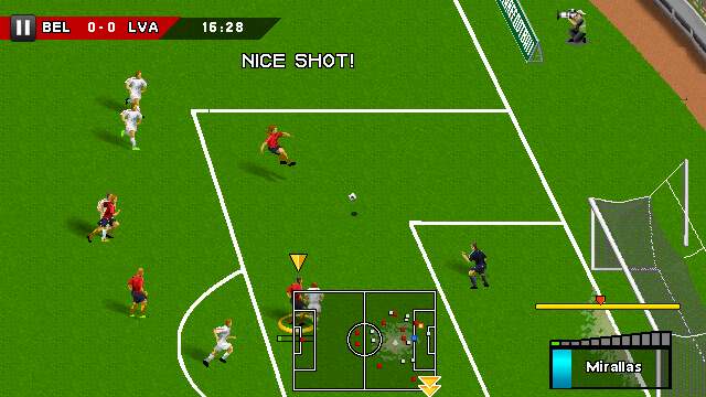 Real Soccer 2012 (J2ME) screenshot: A shot at the goal (640x360 version)