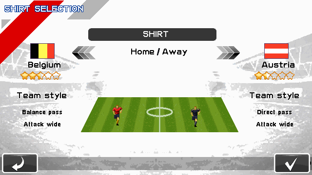 Real Soccer 2012 (J2ME) screenshot: Match-up screen (640x360 version)