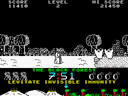 Zythum (ZX Spectrum) screenshot: Level 2 - The Black Forest