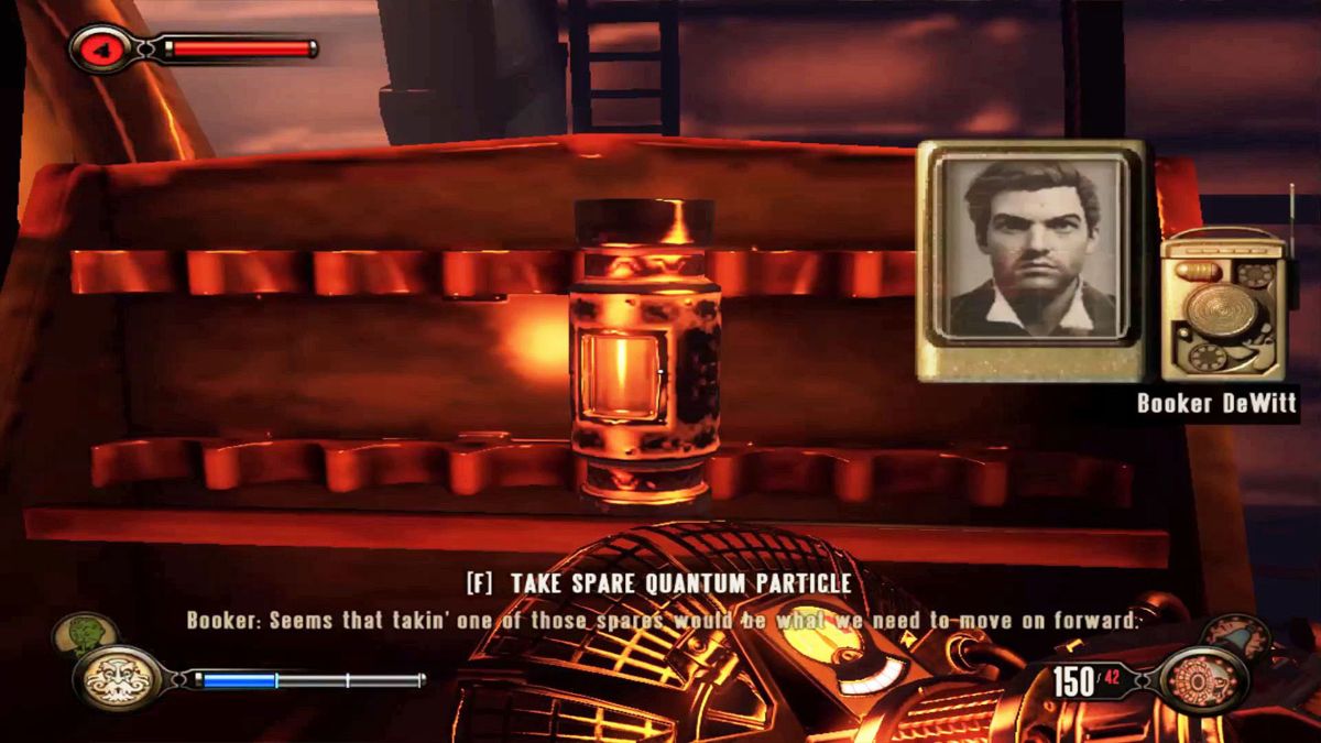 BioShock Infinite: Burial at Sea - Episode Two (Macintosh) screenshot: Talking with Booker over the radio