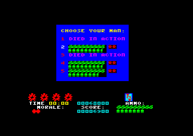 Platoon (Amstrad CPC) screenshot: An opportunity to change soldier