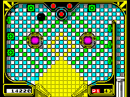 Bedlam (ZX Spectrum) screenshot: Bonus level: pinball mini-game.