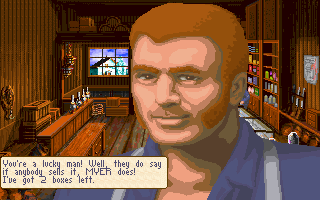 Call of Cthulhu: Shadow of the Comet (DOS) screenshot: Will Myer, in his general store