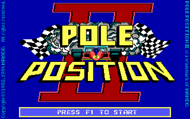 Pole Position II (DOS) screenshot: Title screen (EGA)