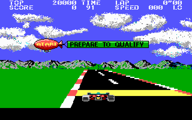 Pole Position II (DOS) screenshot: Prepare to qualify (EGA)