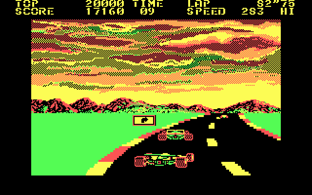 Pole Position II (DOS) screenshot: racing (CGA)