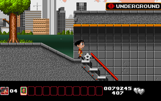 Soccer Kid (DOS) screenshot: London - Entering the underground