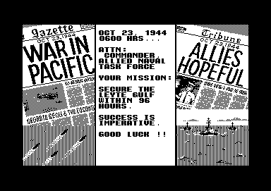 Power at Sea (Commodore 64) screenshot: A newspaper in the intro