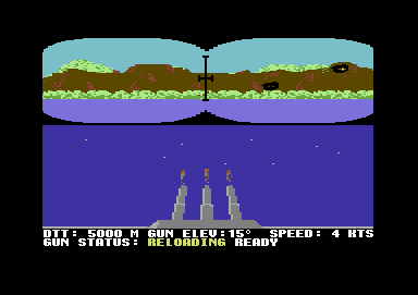 Power at Sea (Commodore 64) screenshot: Attacking the islands defense