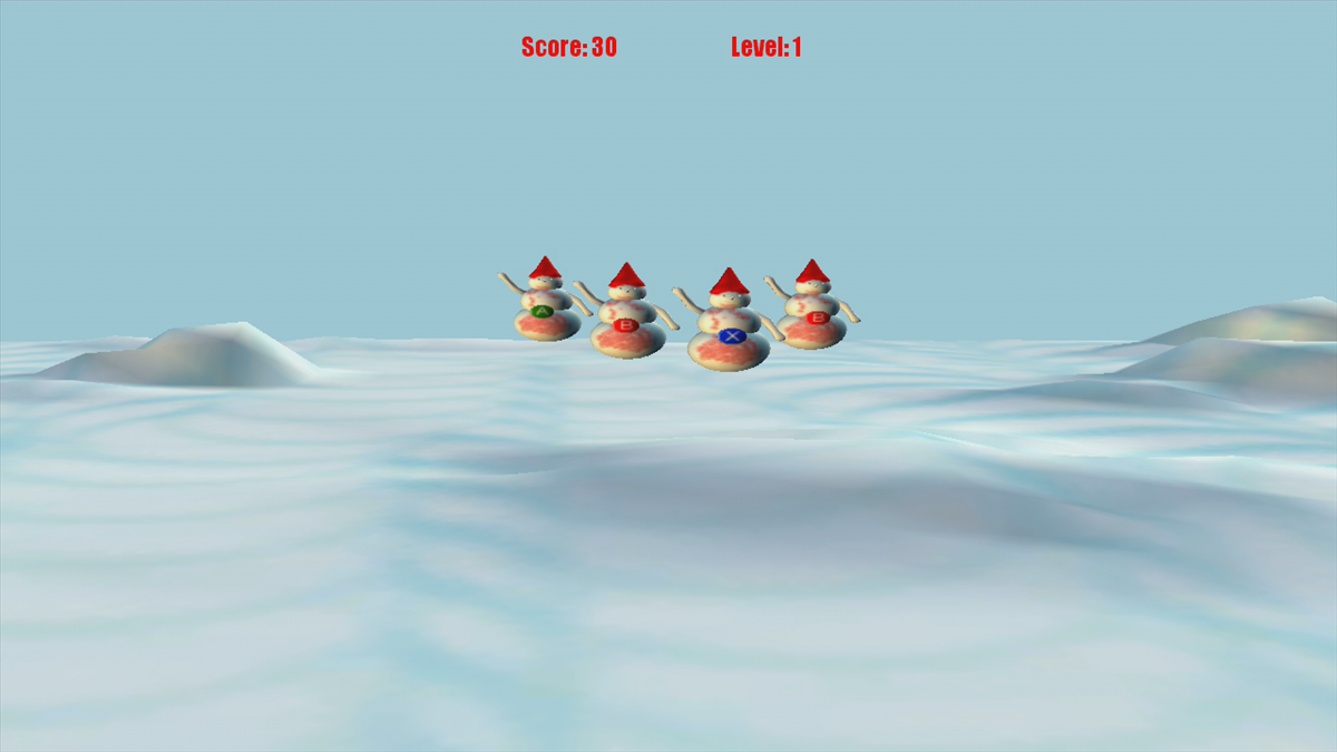 Zombie Snowmen (Xbox 360) screenshot: The correct buttons were pressed and the snowmen were thrown back (Trial version)