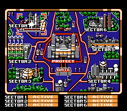 Power Blade (NES) screenshot: Sector Map