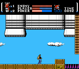 Power Blade (NES) screenshot: Nova must climb the ladder to continue