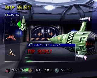 Invasion from Beyond (PlayStation) screenshot: Hangar Menu - Ship select