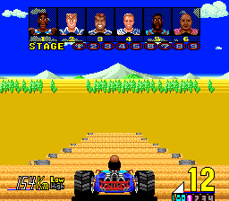 Power Drift (TurboGrafx-16) screenshot: Driving through the desert