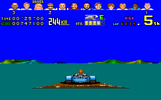 Power Drift (DOS) screenshot: Believe it or not I'm in mid-air of a jump