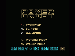 Power Drift (MSX) screenshot: Play Select screen