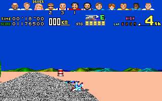 Power Drift (DOS) screenshot: Wipeout!