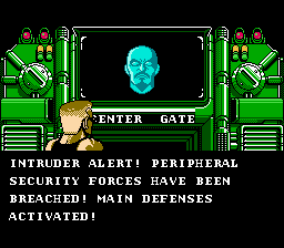 Power Blade (NES) screenshot: Intruder Alert! Intruder Alert!