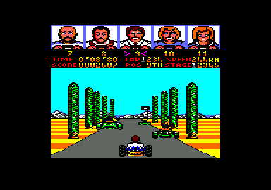 Power Drift (Amstrad CPC) screenshot: Start of the C sequence