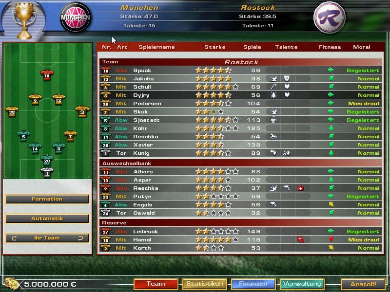 Heimspiel 2006: Der Fußballmanager (Windows) screenshot: first day