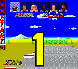 Power Drift (TurboGrafx-16) screenshot: This race has been brought to you by the number one