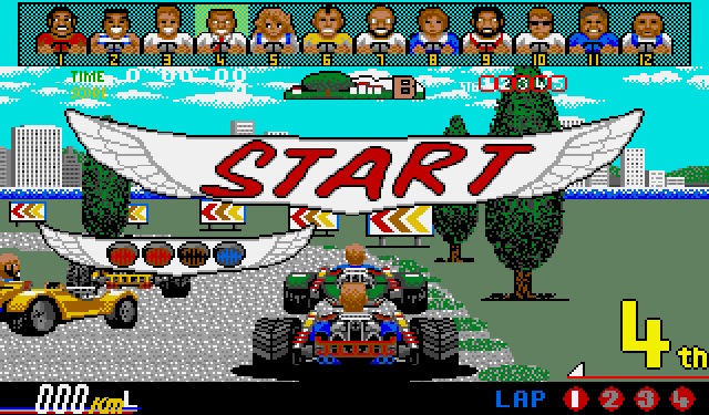 Power Drift (Amiga) screenshot: 3... 2... 1... Go!