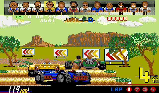 Power Drift (Amiga) screenshot: Try not to bump into other buggies