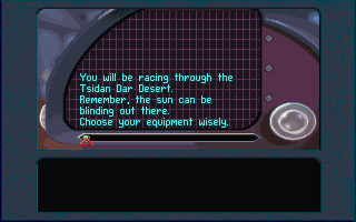 CyberRace (DOS) screenshot: Terrain briefing