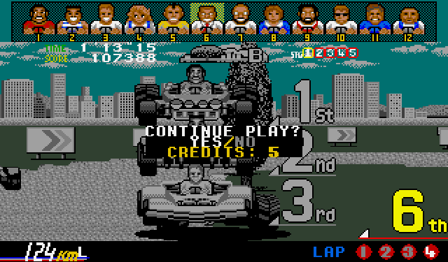 Power Drift (Amiga) screenshot: Continue screen