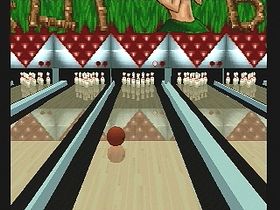 Ten Pin Alley (PlayStation) screenshot: Ball rolling on lane