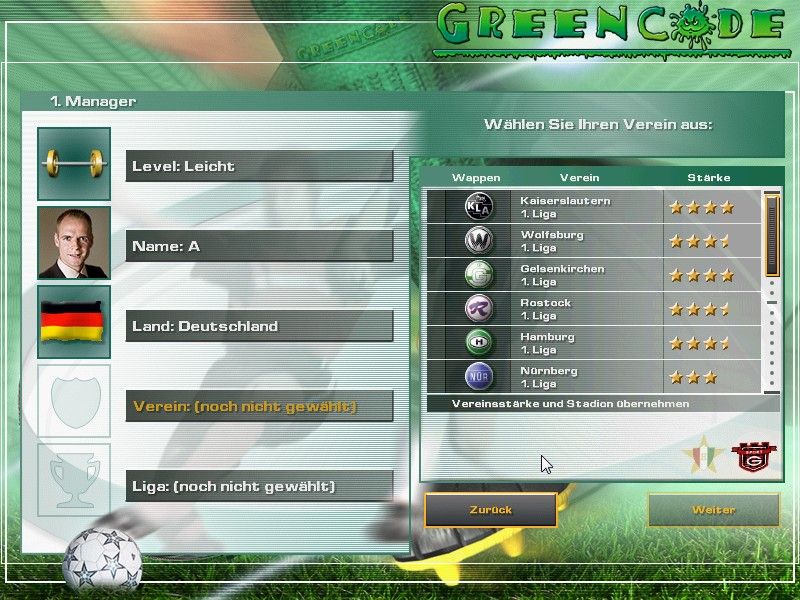 Heimspiel 2006: Der Fußballmanager (Windows) screenshot: choose your team
